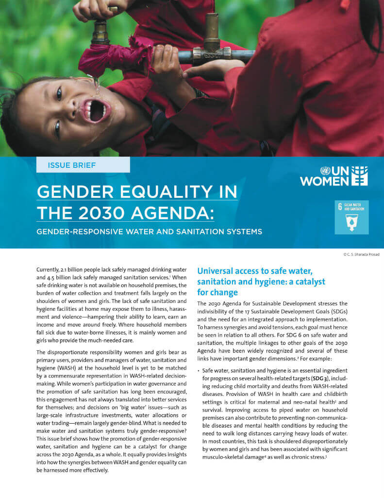 Gender Equality In The 2030 Agenda Gender Responsive Water And